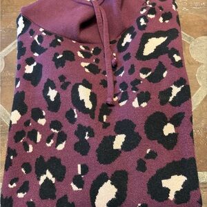 Leopard Print Burgundy Cowl Neck, NEW w/o tags